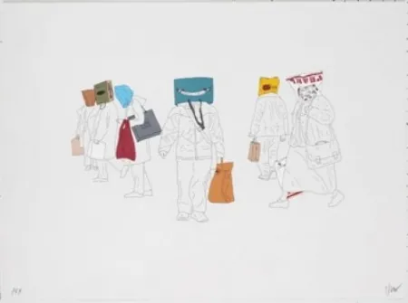 Lithograph Partegas - Shopping Heads