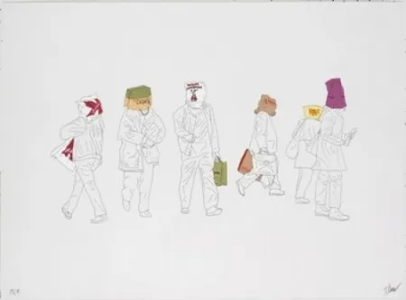 Lithograph Partegas - Shopping Heads