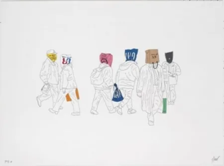 Lithograph Partegas - Shopping Heads