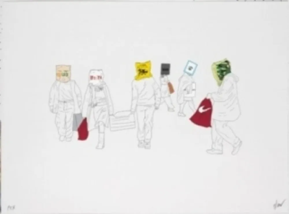 Lithograph Partegas - Shopping Heads