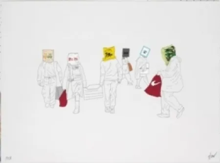 Lithograph Partegas - Shopping Heads