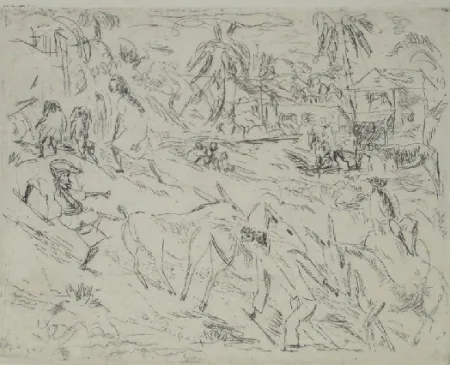 Engraving Pascin - Campagne cubaine