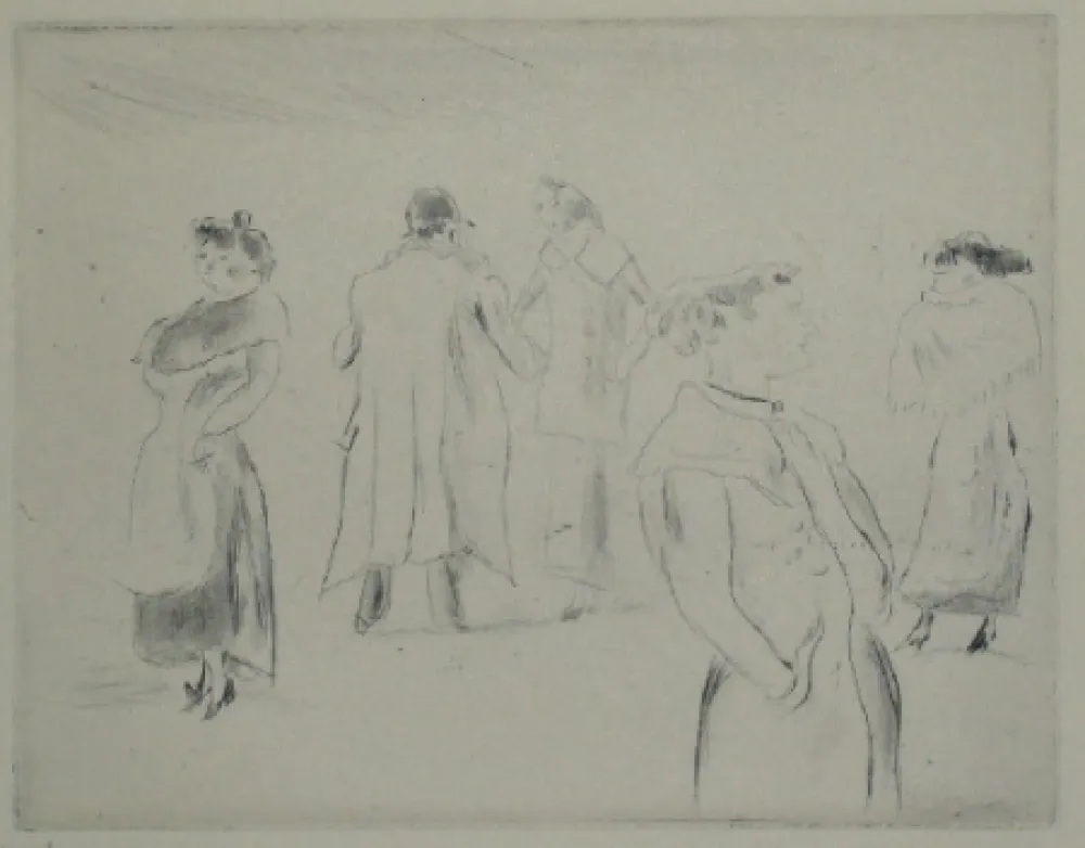 Drypoint Pascin - Dans une rue