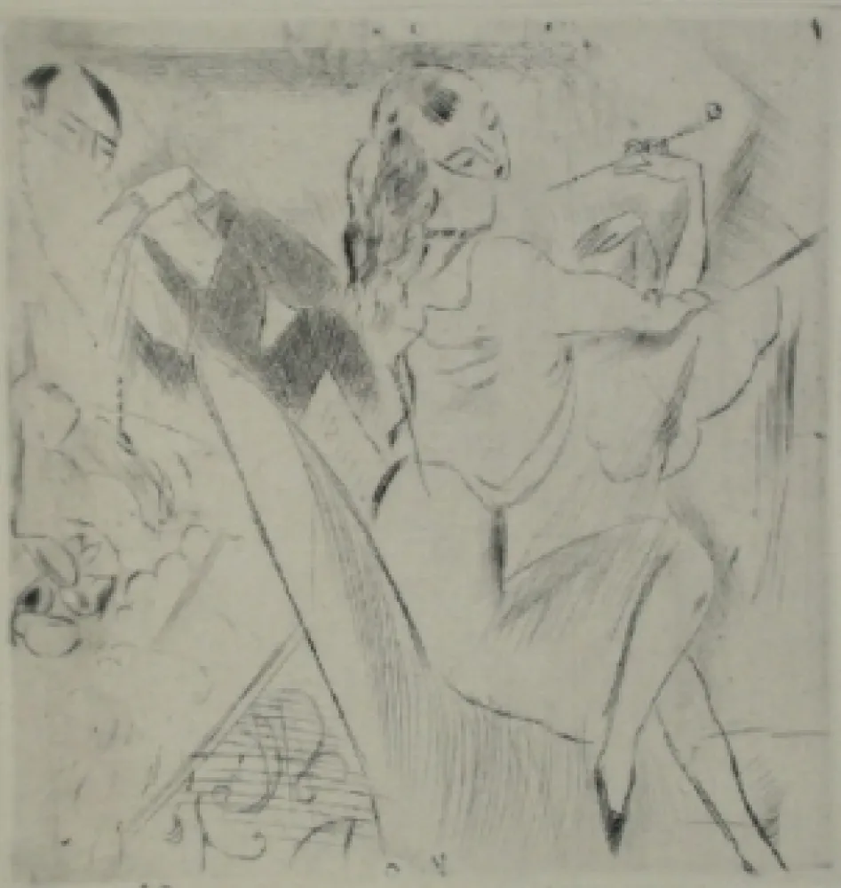 Drypoint Pascin - Femme à la pipe