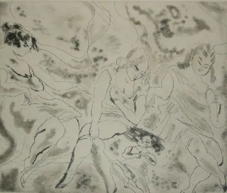 Drypoint Pascin - Femmes et enfant