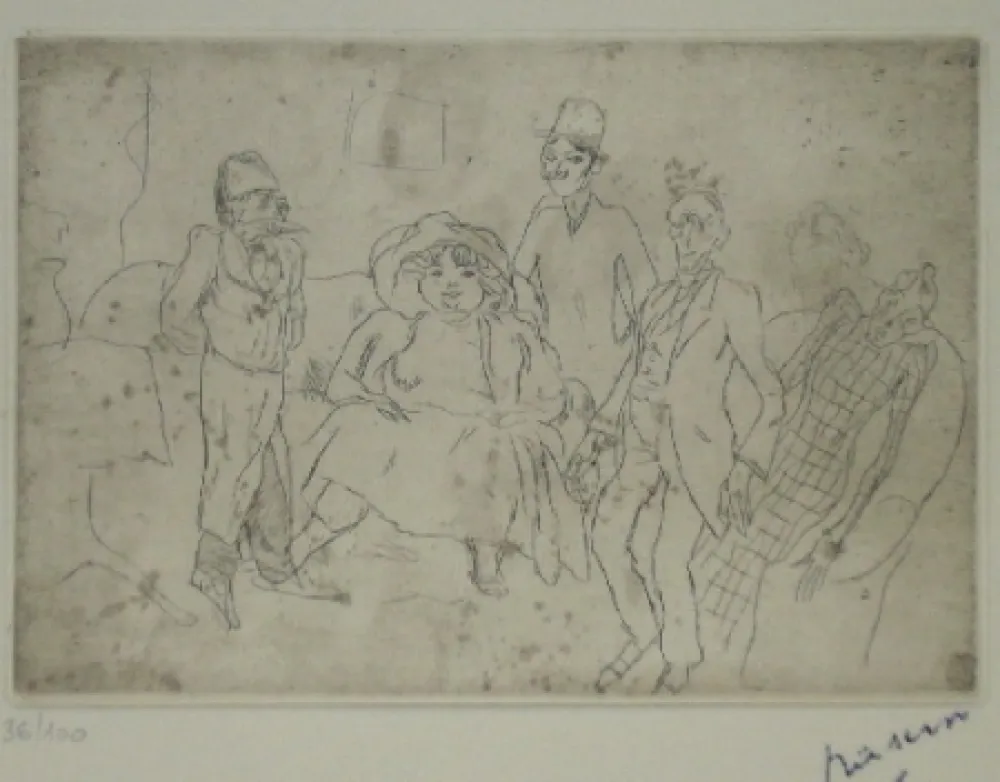 Engraving Pascin - Le marchand turc