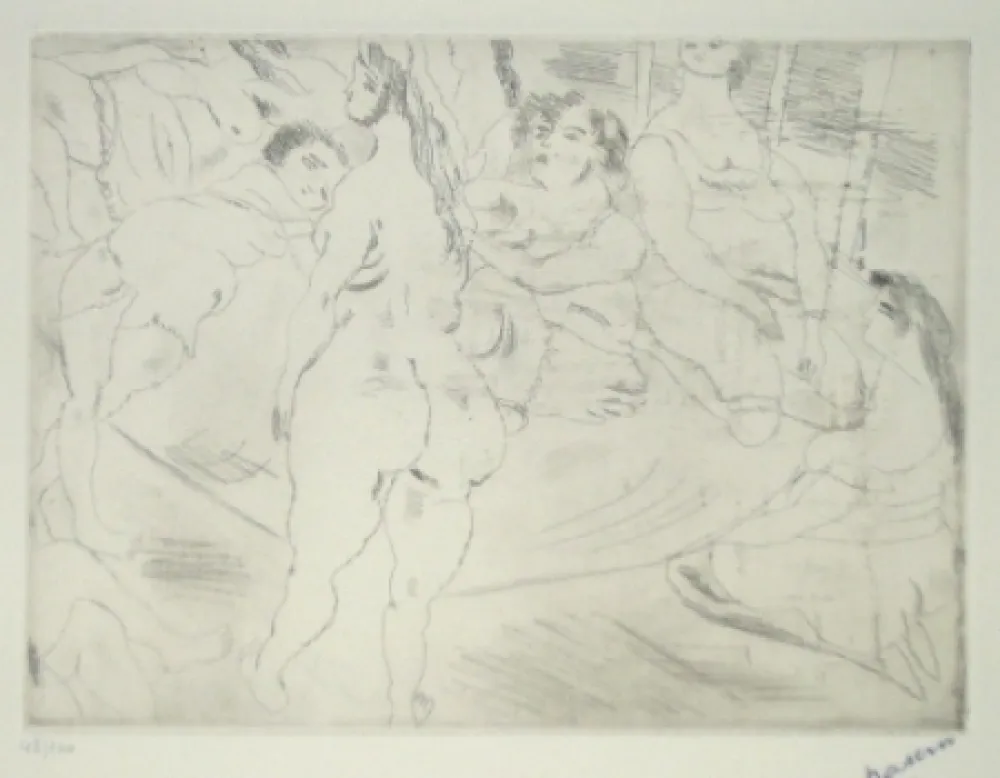Engraving Pascin - Les amis