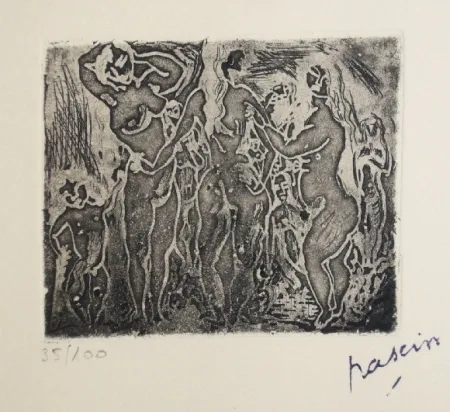Etching Pascin - Les trois graces
