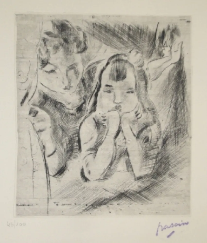 Drypoint Pascin - Mère et fille