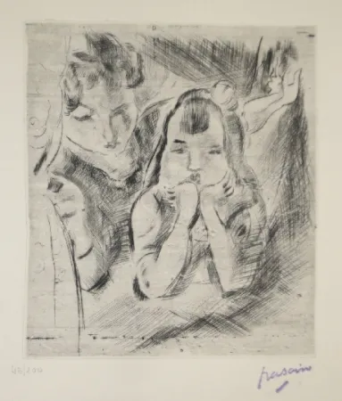 Drypoint Pascin - Mère et fille