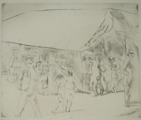 Etching Pascin - Scène de rue à Miami