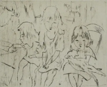Drypoint Pascin - Trois petites filles