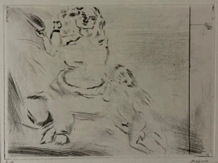 Drypoint Pascin - Vénus et l'amour