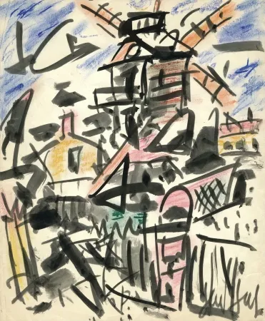 No Technical Paul  - Dessin Original / Original Drawing - LE MOULIN DE LA GALETTE - Paris / Montmartre