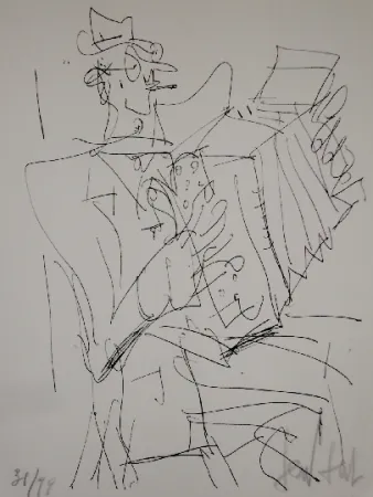 Lithograph Paul  - L'accordéoniste
