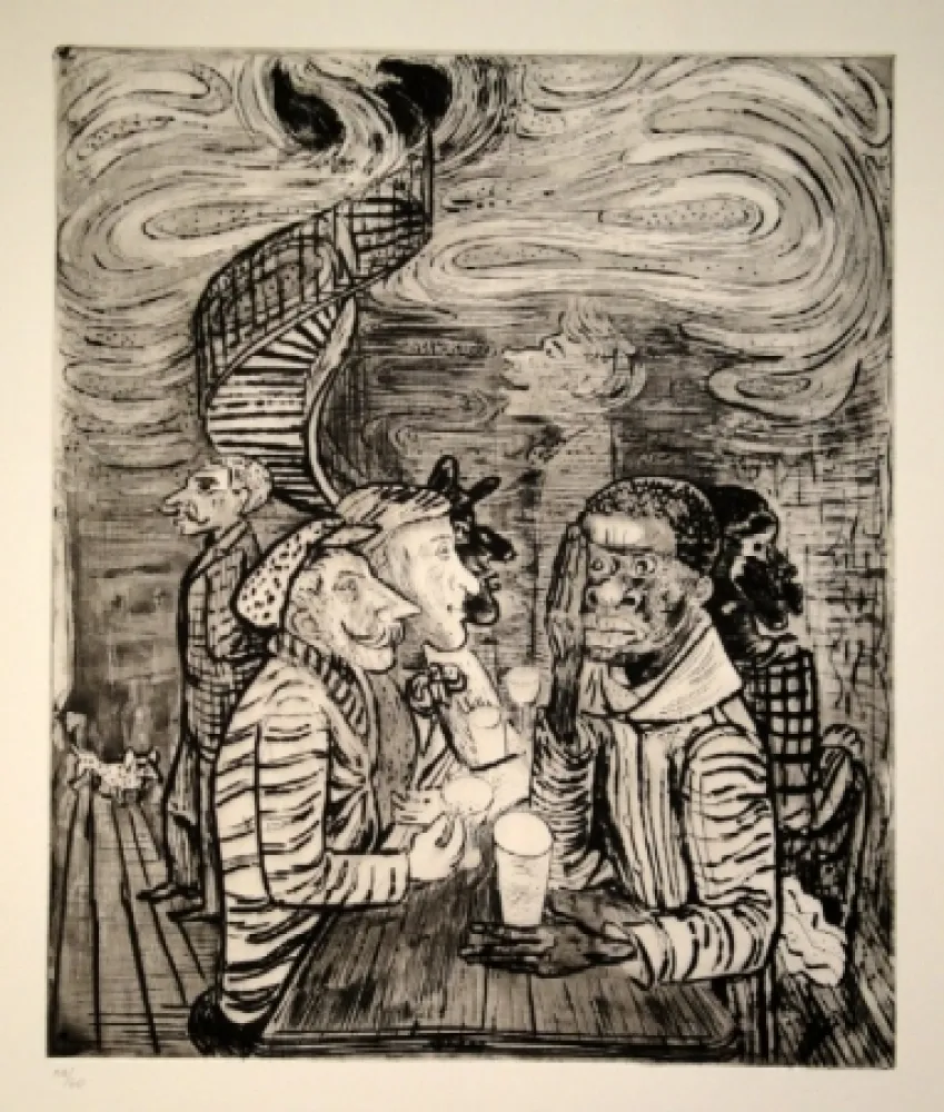 Etching And Aquatint Pauli - Café colonial, auch Grand Café Collioure