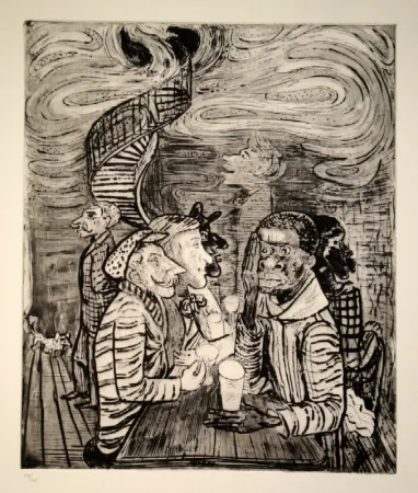 Etching And Aquatint Pauli - Café colonial, auch Grand Café Collioure