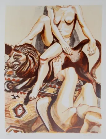 Lithograph Pearlstein - Two Nude Women
