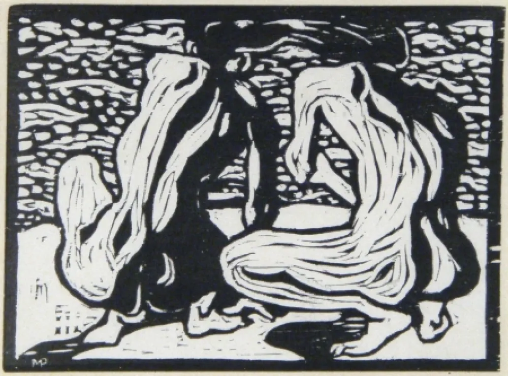 Woodcut Pechstein - Betrachtung (Watching Out)