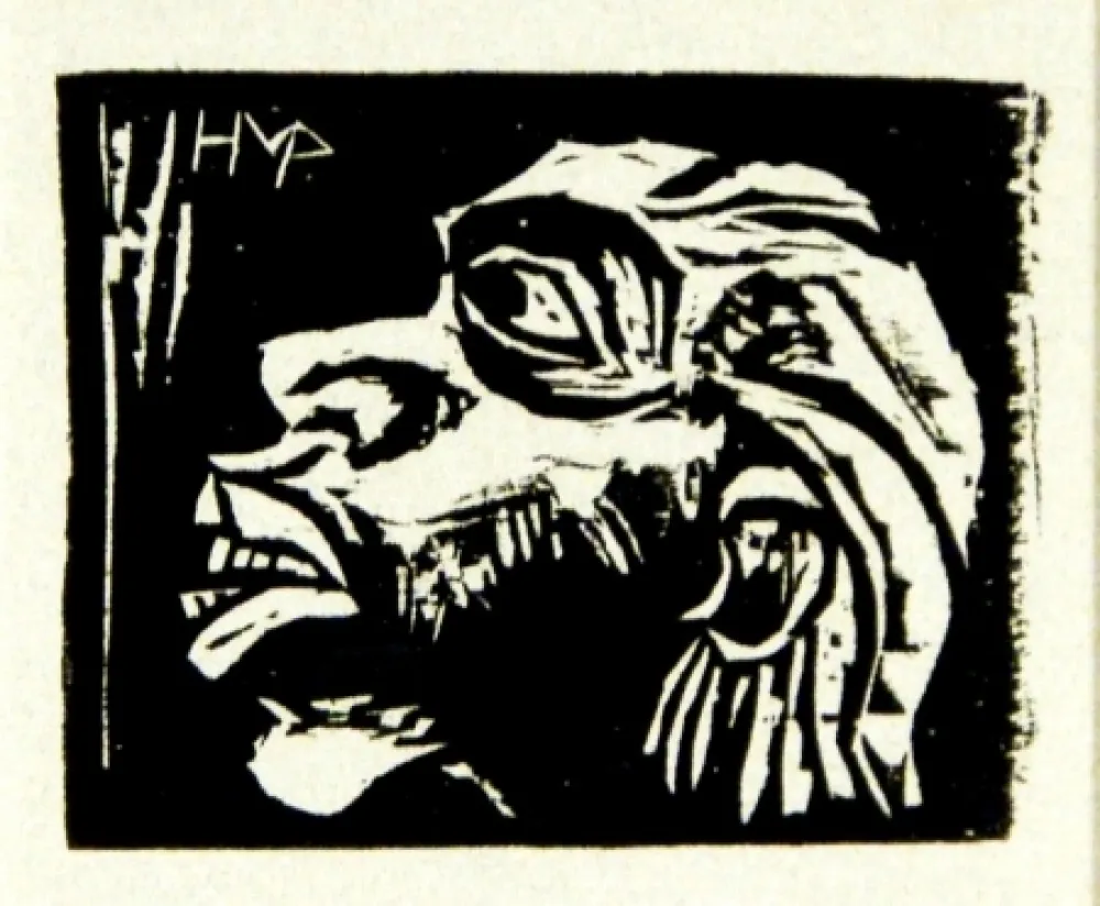 Woodcut Pechstein - Kopf eines Insulaners (Head of an Islander)