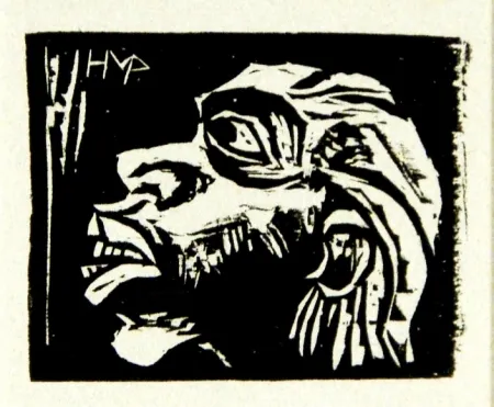 Woodcut Pechstein - Kopf eines Insulaners (Head of an Islander)