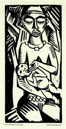 Woodcut Pechstein - Säugling (Infant)