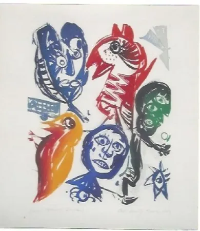 Aquatint Pedersen - Carrousel d'oiseaux