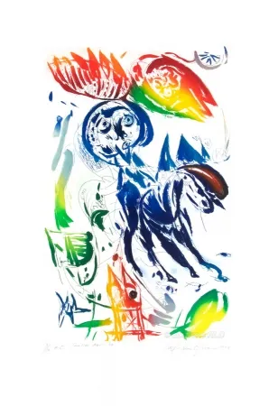 Etching And Aquatint Pedersen - Cavalier Noir