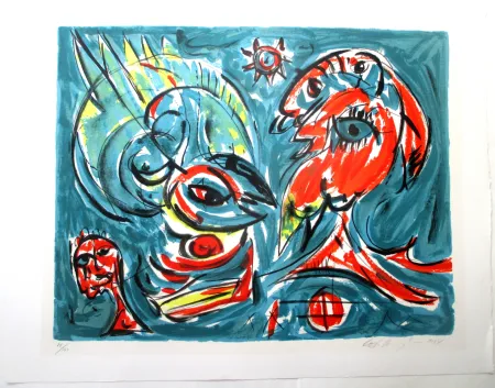 Lithograph Pedersen - Composition bleu