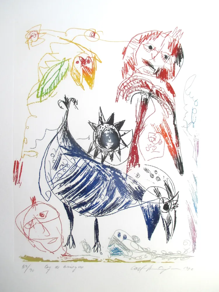 Etching And Aquatint Pedersen - Coq de Bryuere