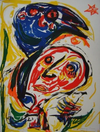 Lithograph Pedersen - Fugl Føniks