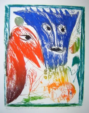 Aquatint Pedersen - L'Empereur et  le Rossignol