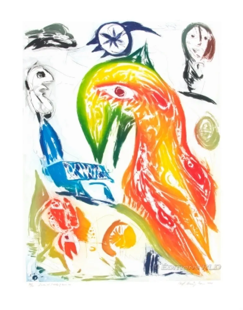 Etching And Aquatint Pedersen - L'Oiseau et l'étoile filante