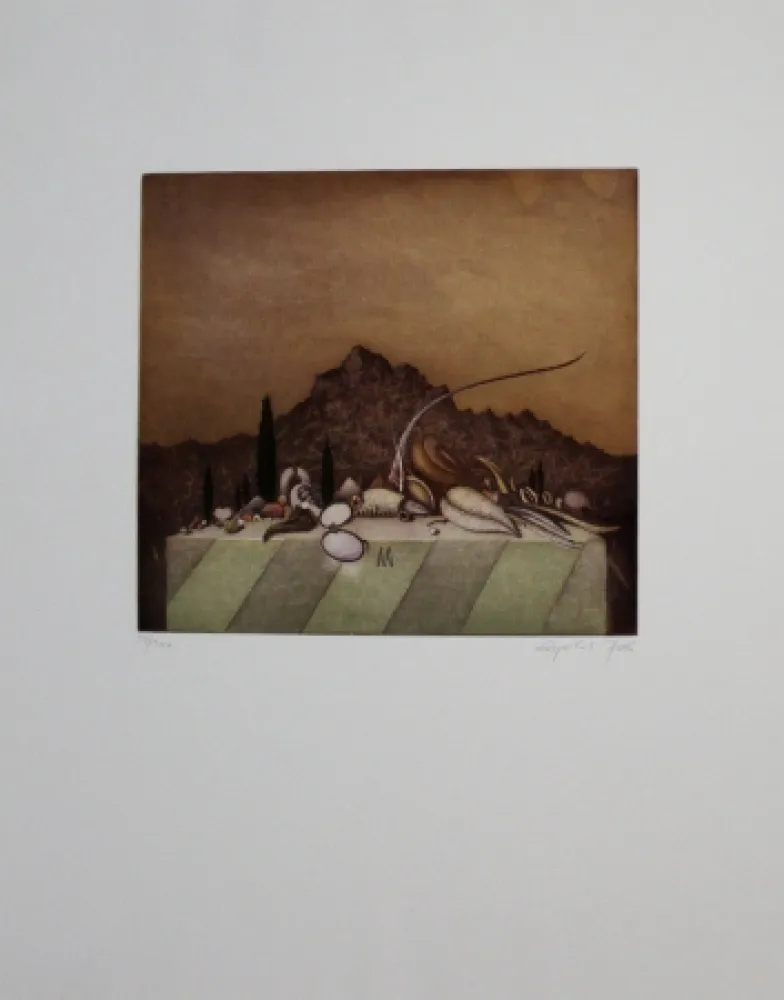 Etching And Aquatint Peer - Still Life Landscape