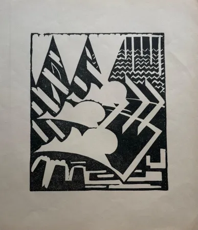 Linocut Peeters - Untitled (geometric abstraction)