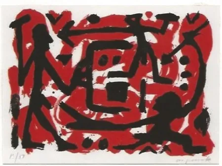 Screenprint Penck - Angriff und Verteidigung