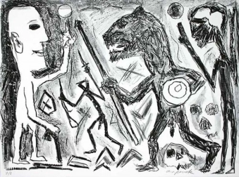 Lithograph Penck - Homer u. Aristoteles, 1 Blatt