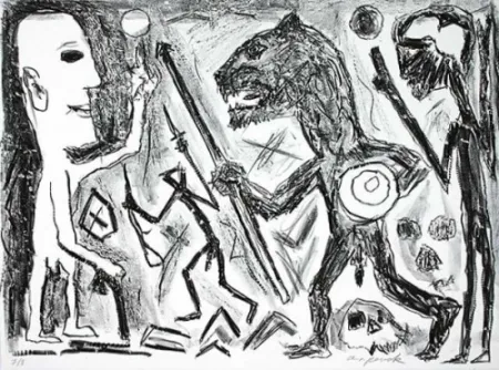 Lithograph Penck - Homer u. Aristoteles, 1 Blatt
