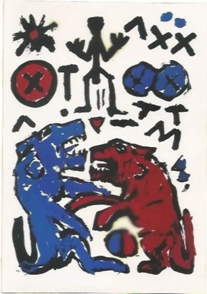 Screenprint Penck - Zwei Lowen