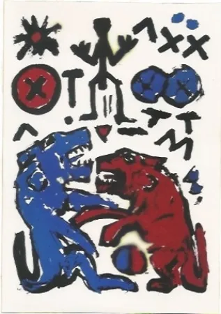 Screenprint Penck - Zwei Lowen