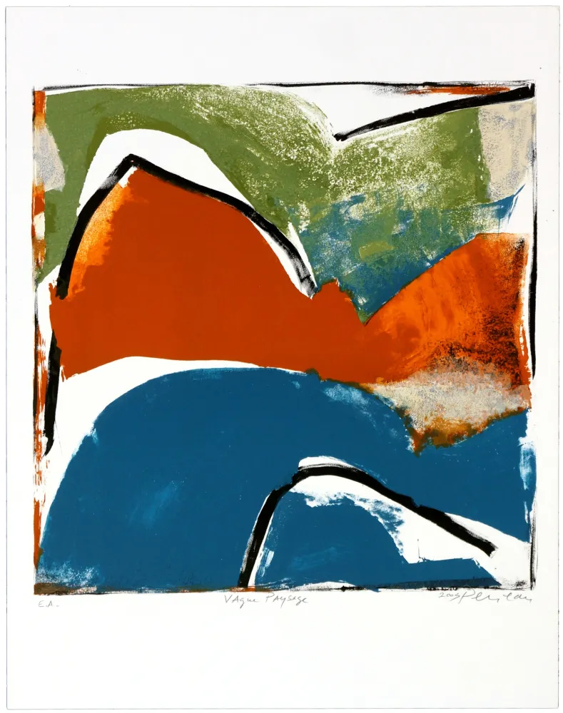 Lithograph Péneau - Vague Paysage