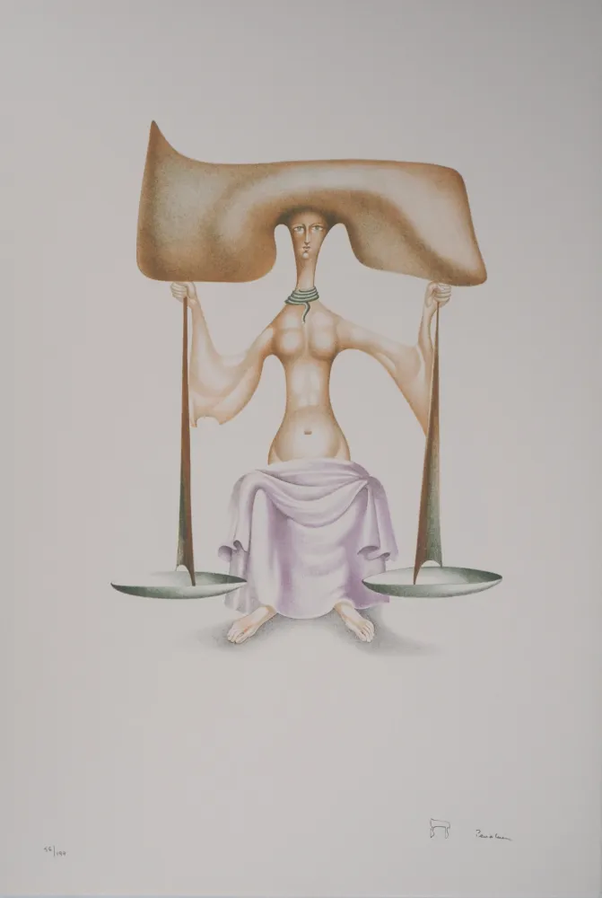 Lithograph Pérahim - L'Alphabet Hébreu : Justice et Equilibre
