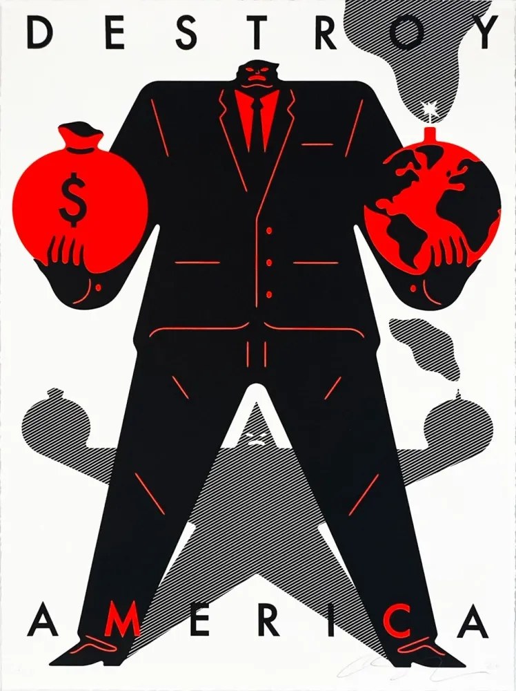 Screenprint Peterson - Destroy America (White)