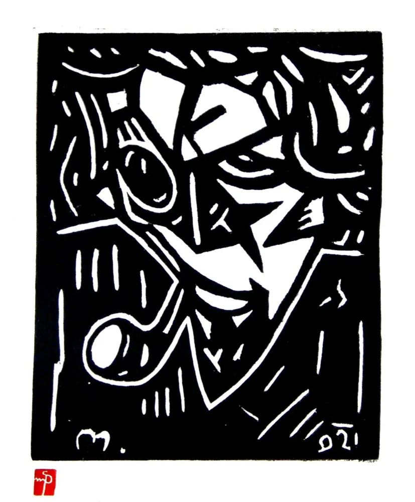 Linocut Petrov - Autoportret (Self-portrait) 