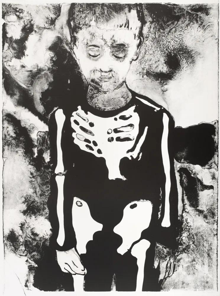 Lithograph Pétrovitch - Garçon au Squelette