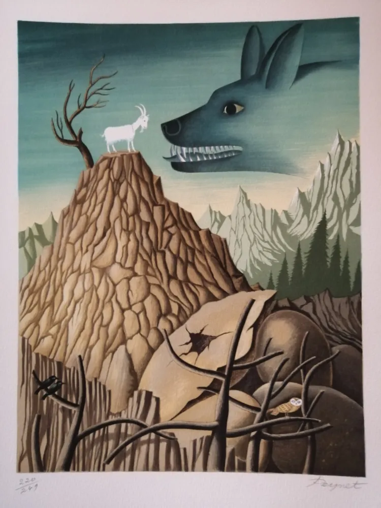 Lithograph Peynet - La Chêvre de Monsieur Seguin