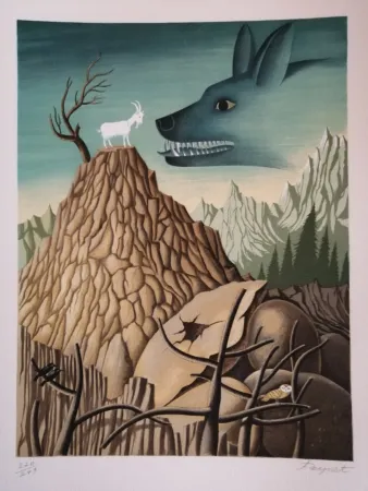 Lithograph Peynet - La Chêvre de Monsieur Seguin