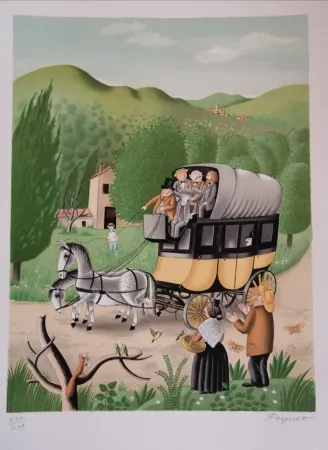 Lithograph Peynet - La Diligence de Beaucaire