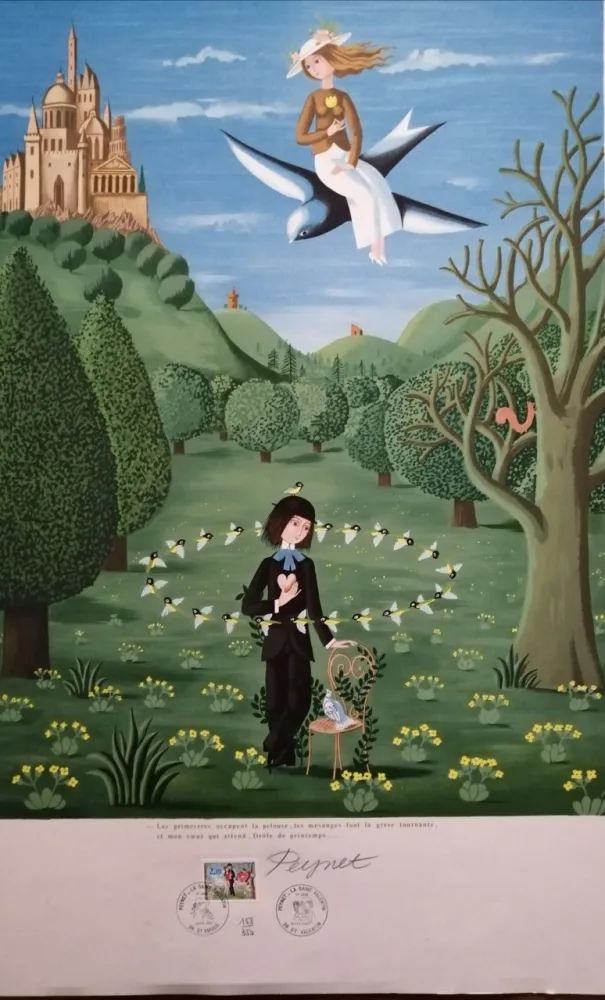 Lithograph Peynet - La Saint Valentin - Les Primevères