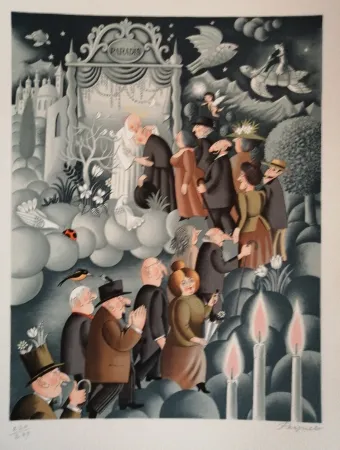 Lithograph Peynet - Le Curé de Cucugnan